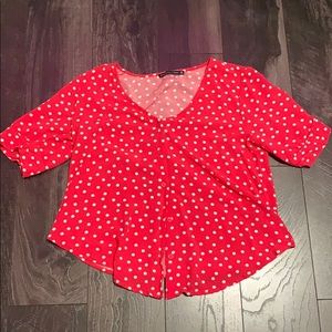 Cute,pink,polka dot button up.